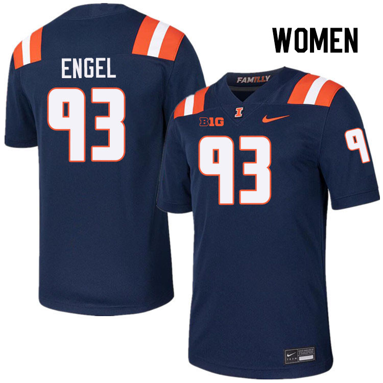 Women #93 Henry Engel Illinois Fighting Illini College Football Jerseys Stitched-Navy